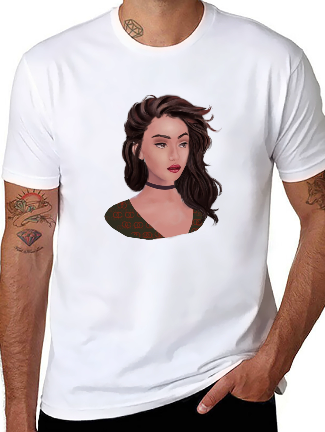 Stylish Black T-Shirt with Portrait Graphic