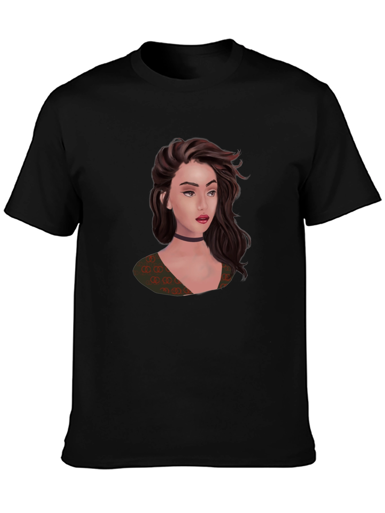 Stylish Black T-Shirt with Portrait Graphic