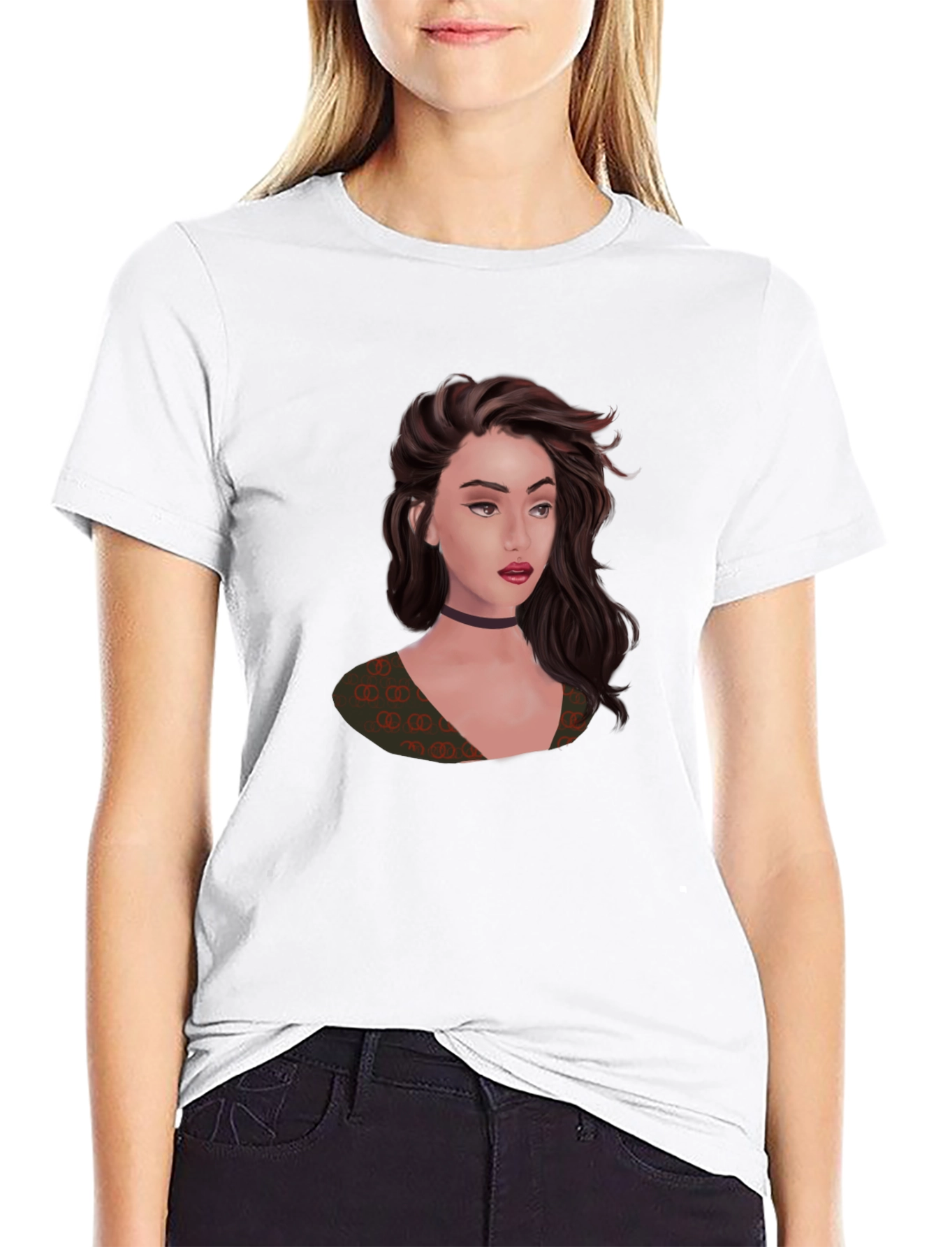 Stylish Black T-Shirt with Portrait Graphic