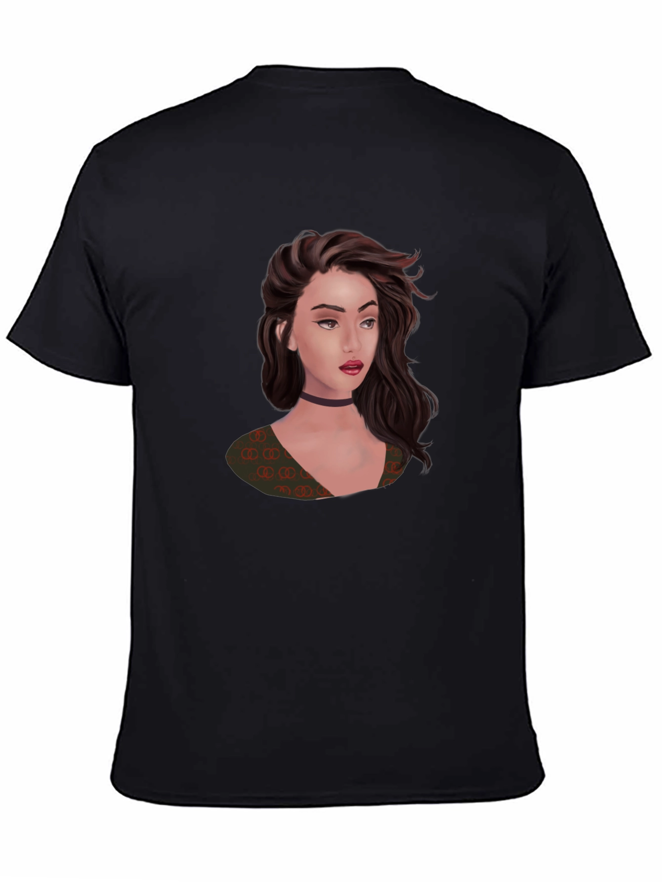 Stylish Black T-Shirt with Portrait Graphic