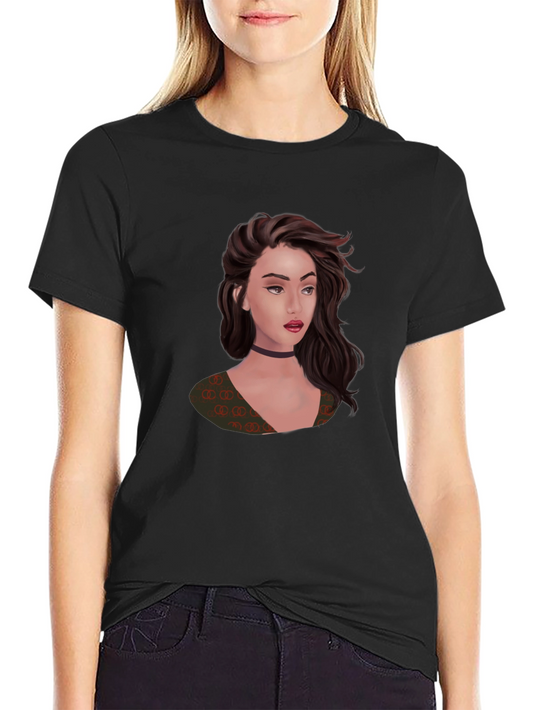 Stylish Black T-Shirt with Portrait Graphic