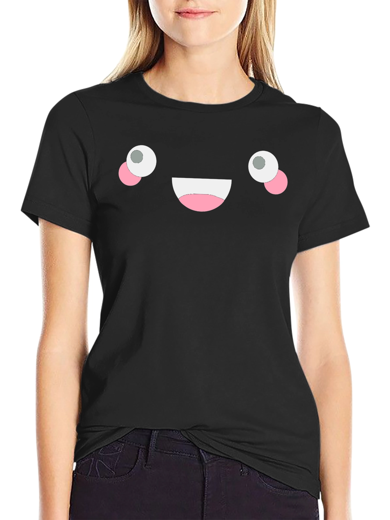 Happy Face Black T-Shirt - Fun Graphic Tee