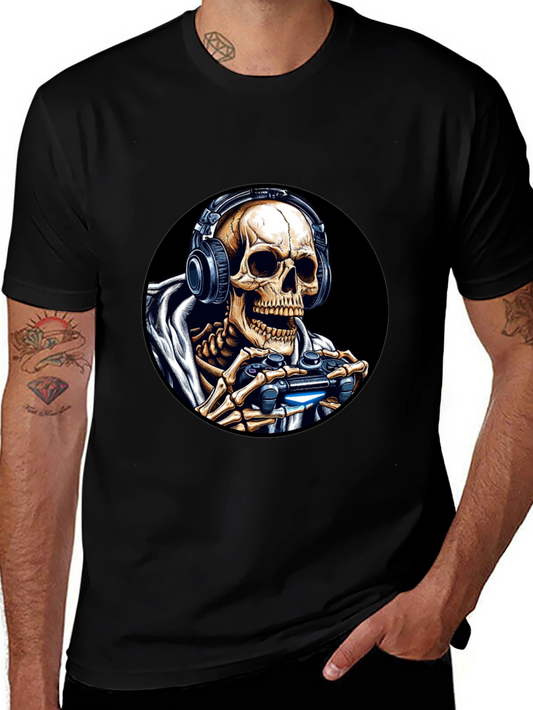 Gaming Skeleton T-Shirt - Black Cotton Tee