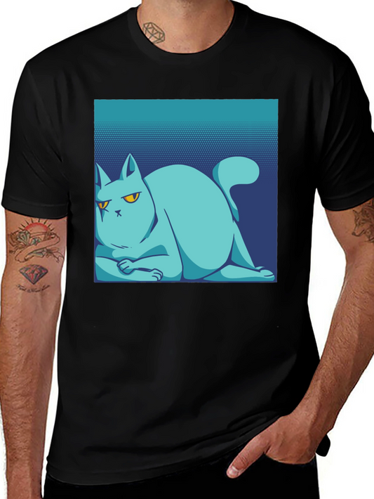 Cool Cat Tee: Black Cotton T-Shirt with Unique Graphic