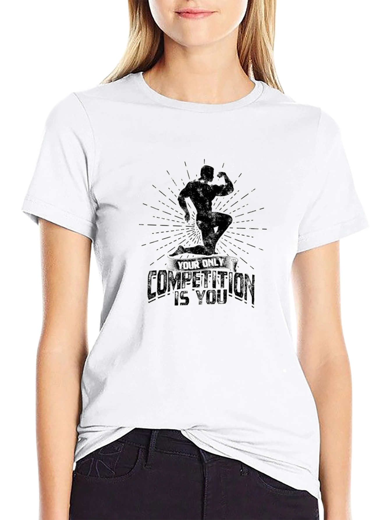 Motivational Black T-Shirt - Your Only Competition