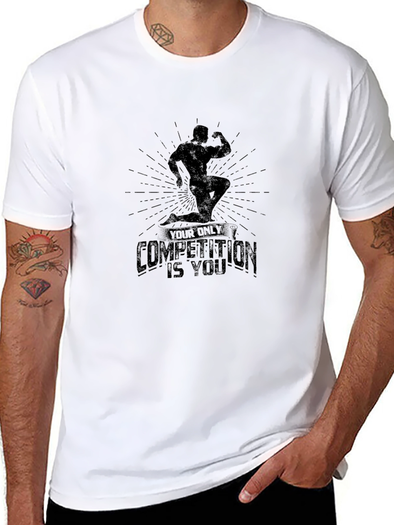 Motivational Black T-Shirt - Your Only Competition