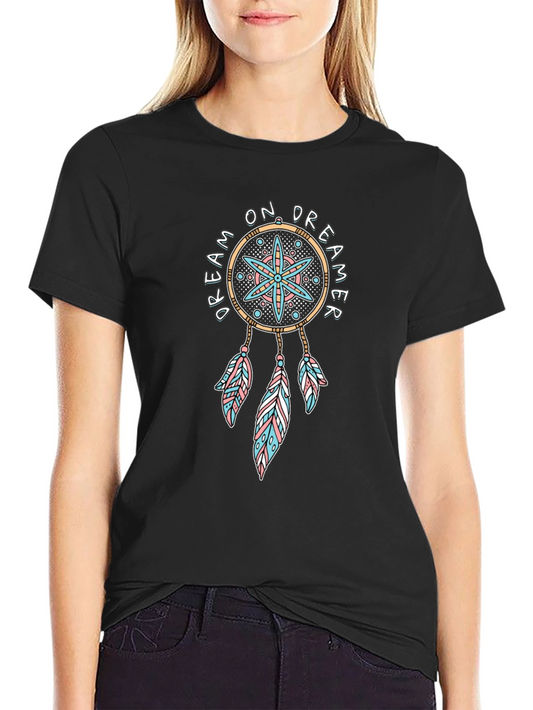 Dream On Dreamer T-Shirt - Black Cotton Tee with Dreamcatcher Design