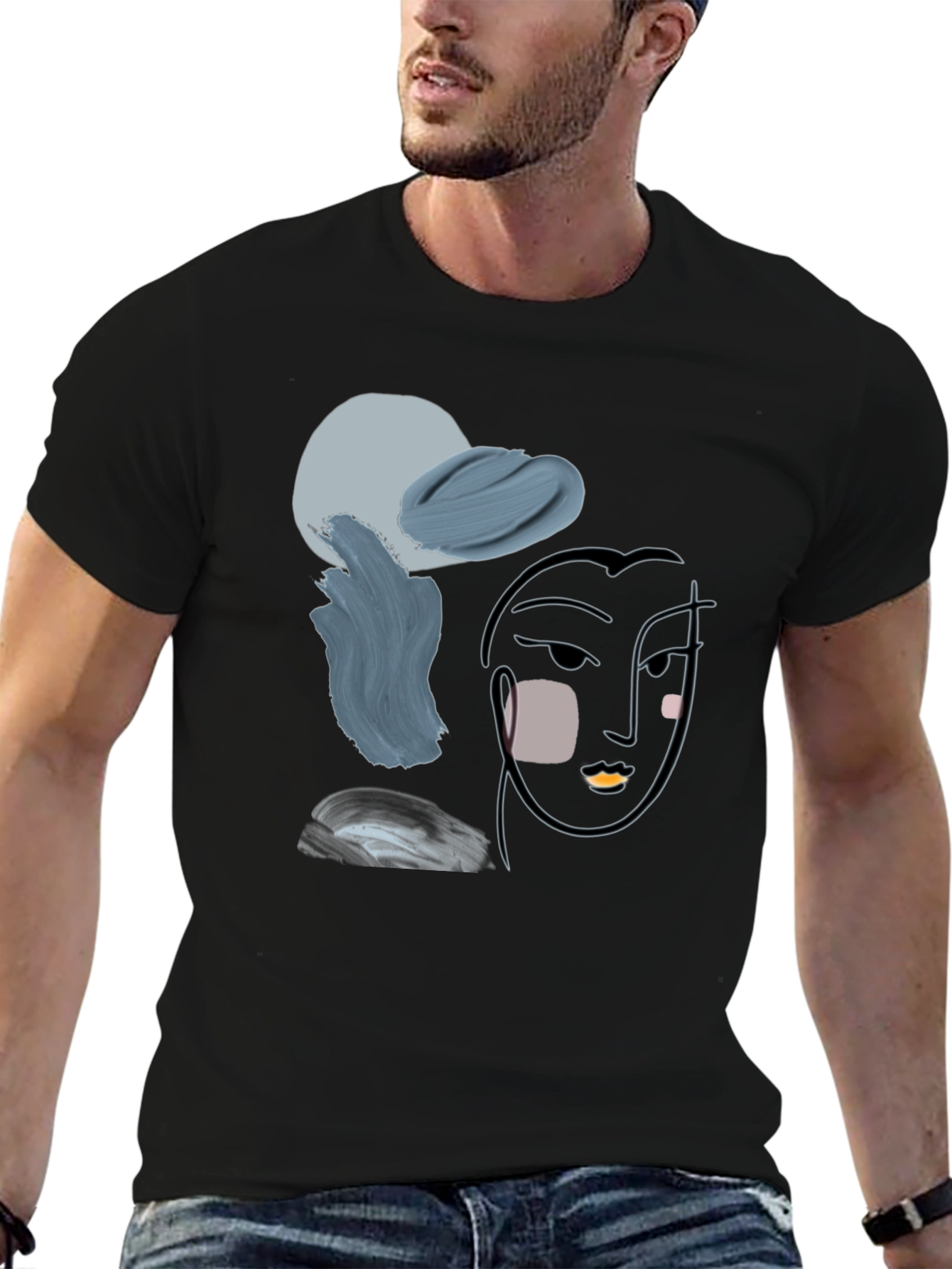 Abstract Face Graphic T-Shirt - Modern Art Tee