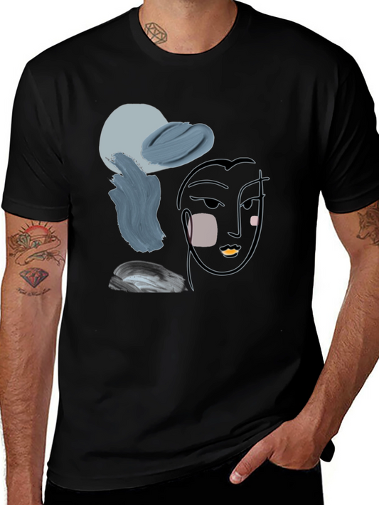 Abstract Face Graphic T-Shirt - Modern Art Tee
