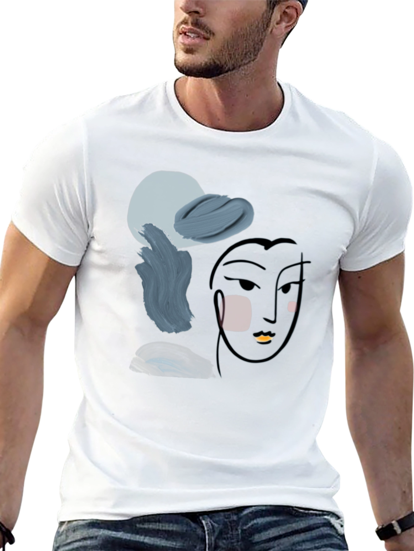 Abstract Face Graphic T-Shirt - Modern Art Tee