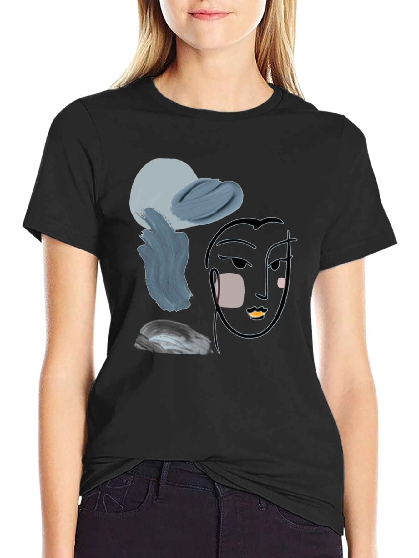 Abstract Face Graphic T-Shirt - Modern Art Tee