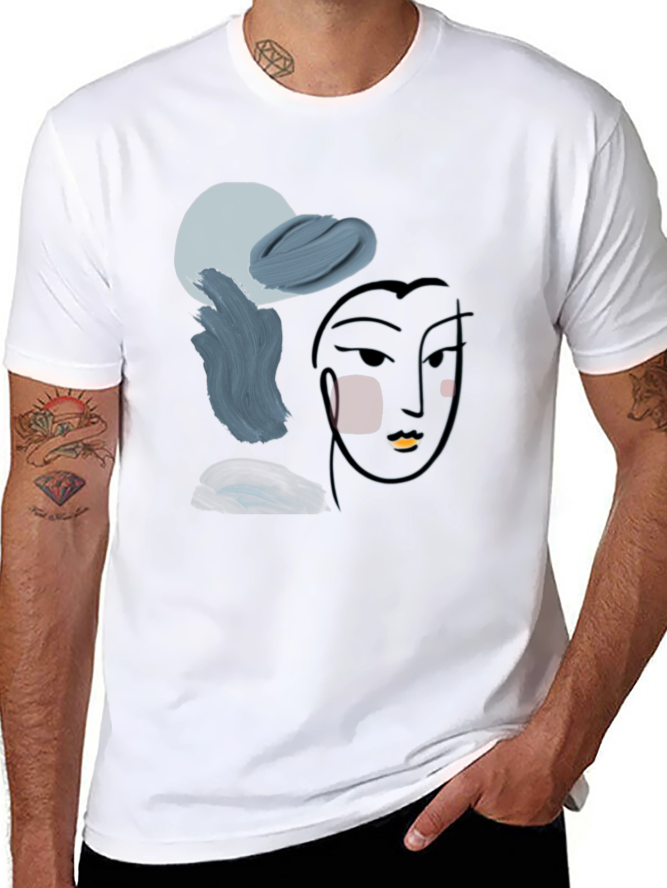 Abstract Face Graphic T-Shirt - Modern Art Tee