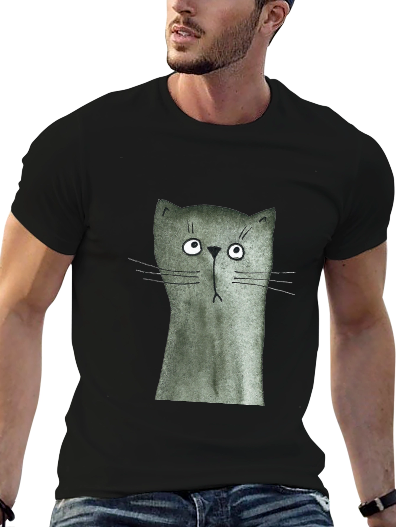Funny Cat Graphic Print T-Shirt