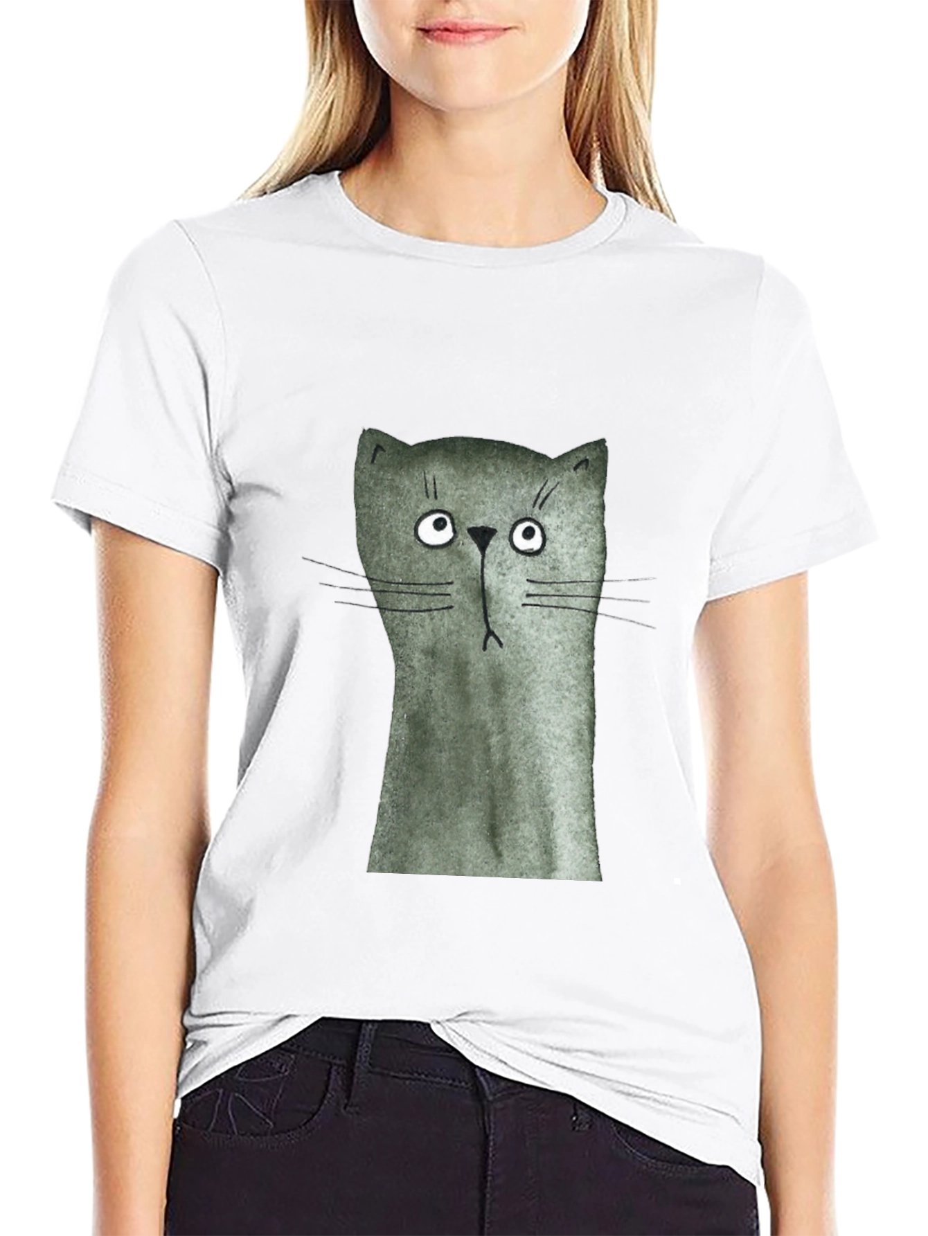 Funny Cat Graphic Print T-Shirt