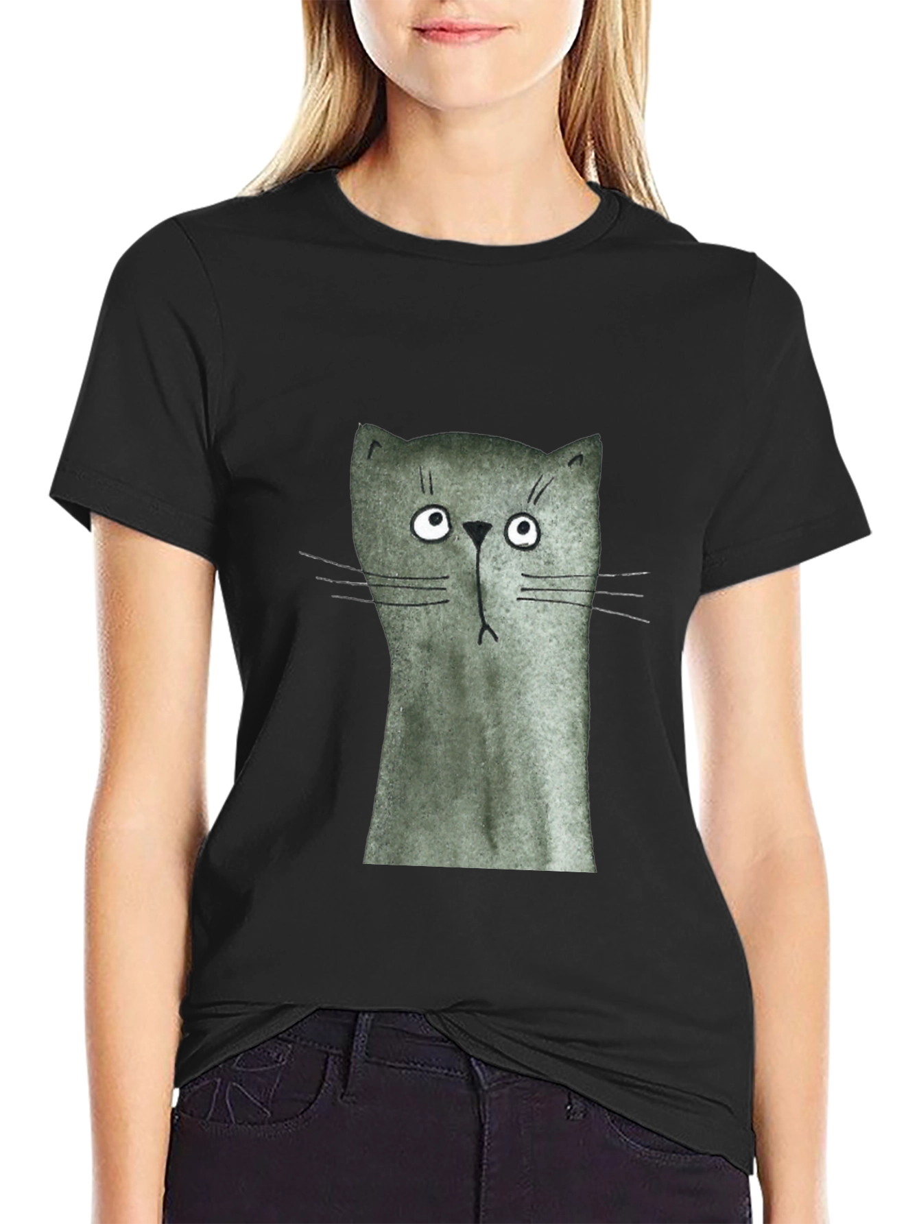 Funny Cat Graphic Print T-Shirt