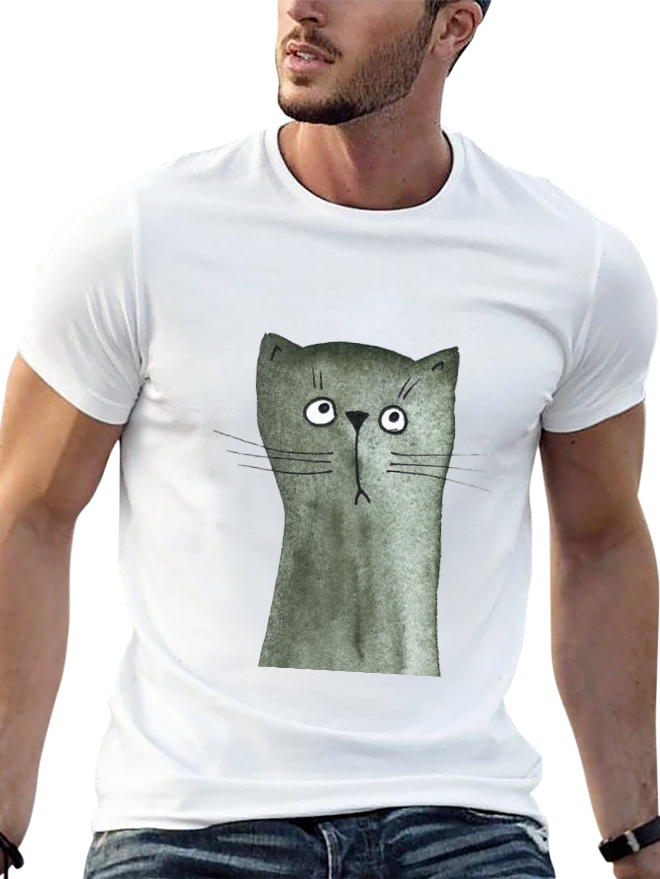 Funny Cat Graphic Print T-Shirt