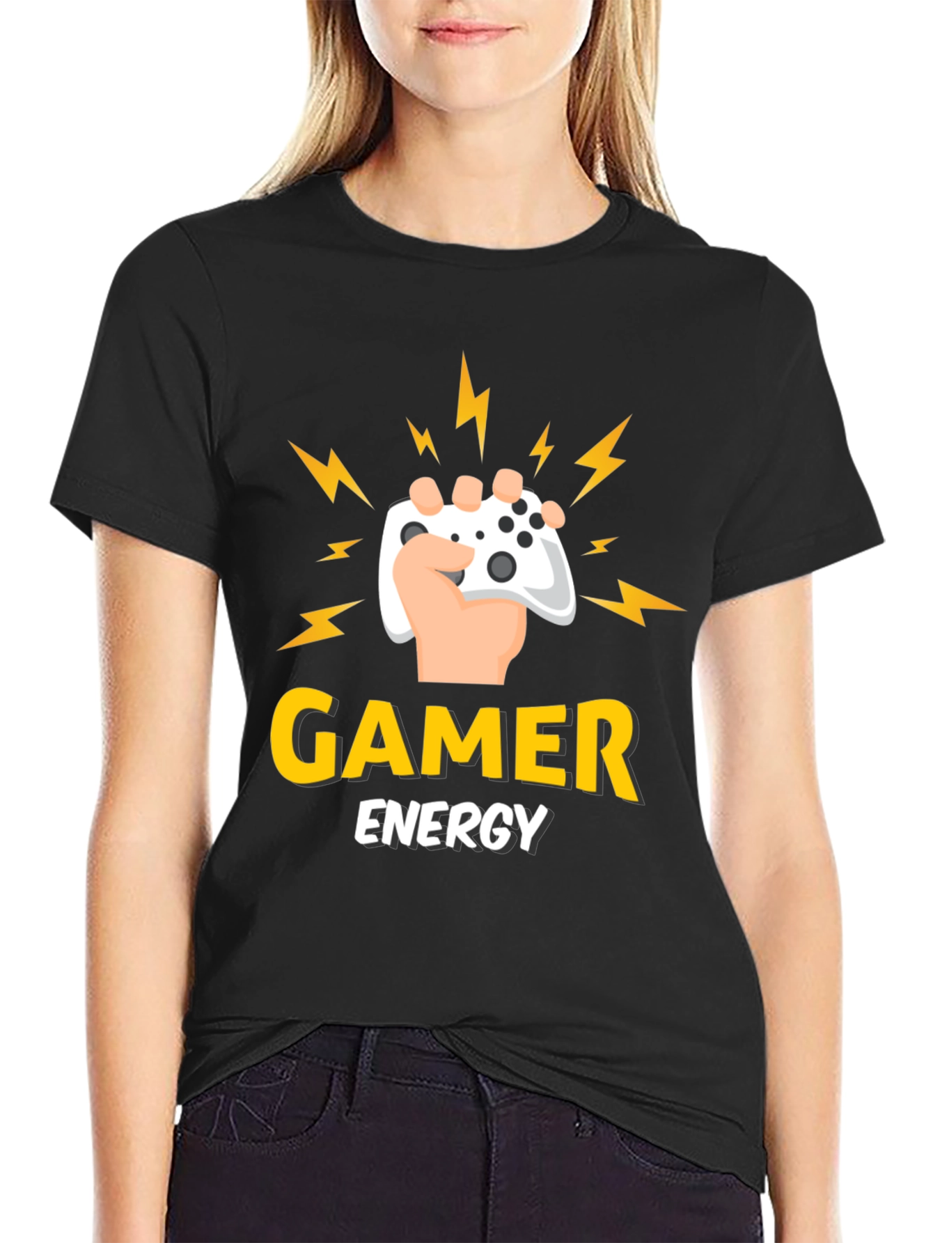 Gamer Energy Black T-Shirt - Gaming Controller Graphic Tee