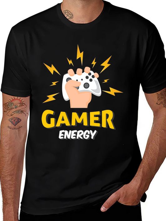 Gamer Energy Black T-Shirt - Gaming Controller Graphic Tee
