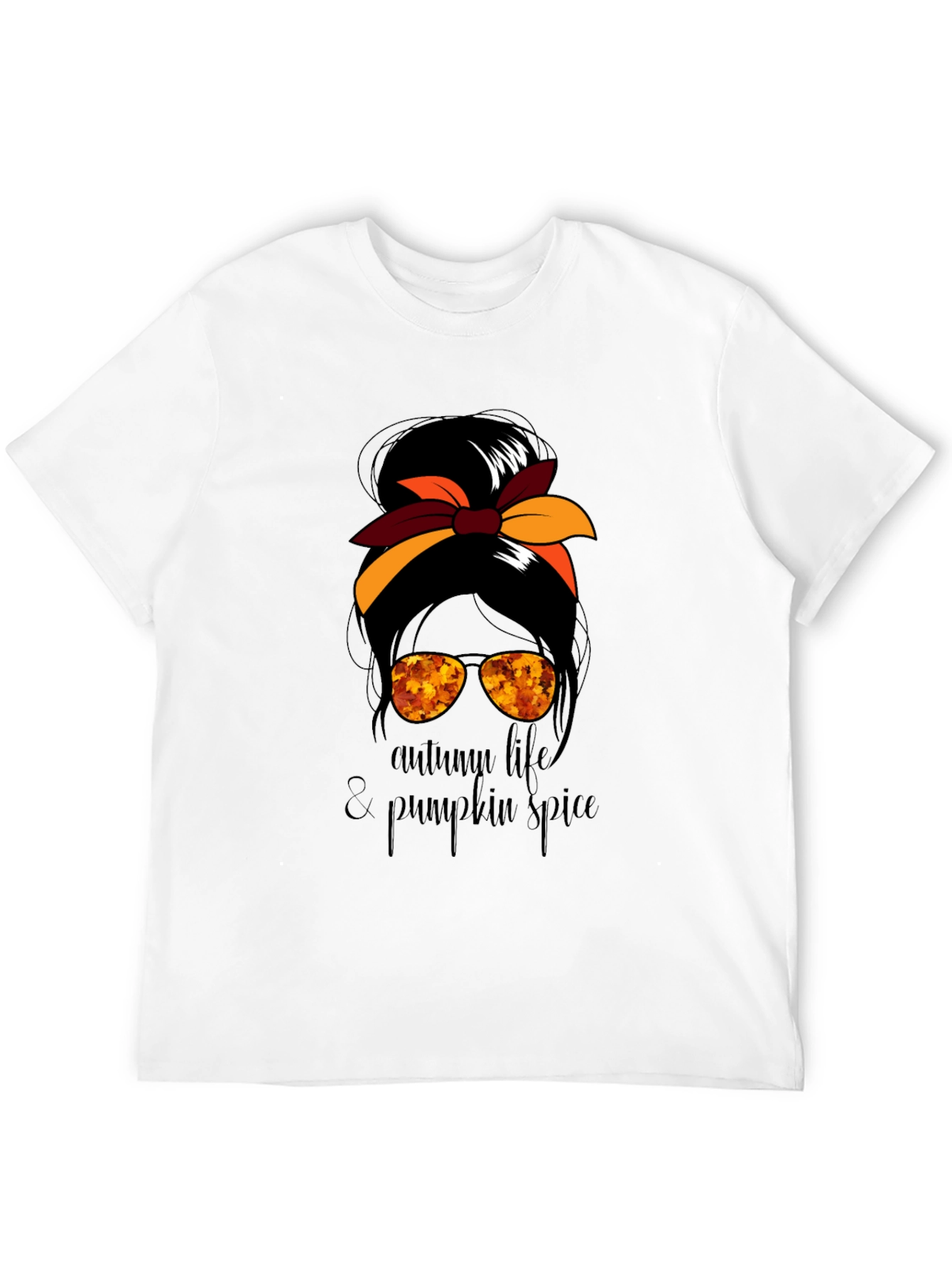 Autumn Life & Pumpkin Spice Messy Bun T-Shirt