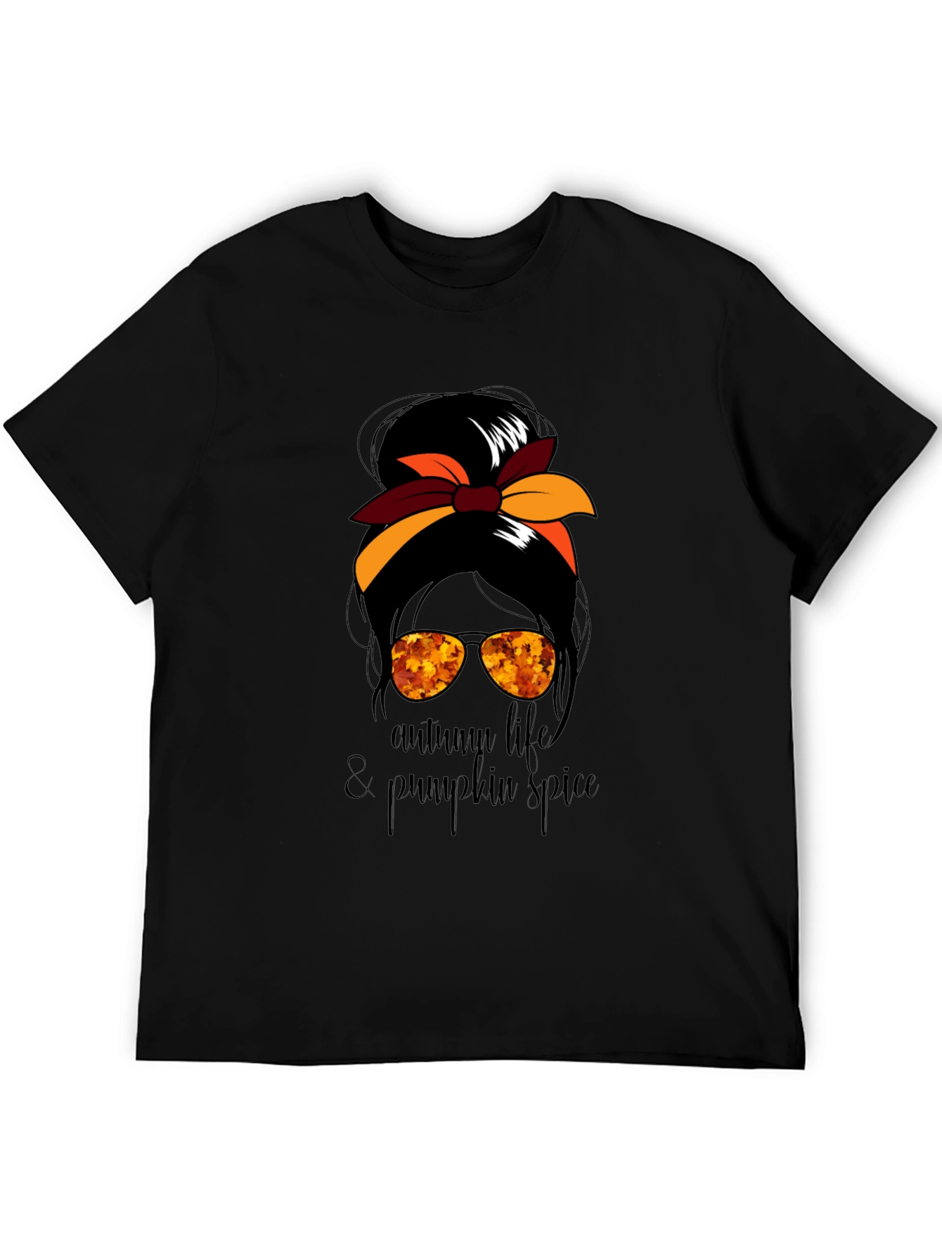 Autumn Life & Pumpkin Spice Messy Bun T-Shirt
