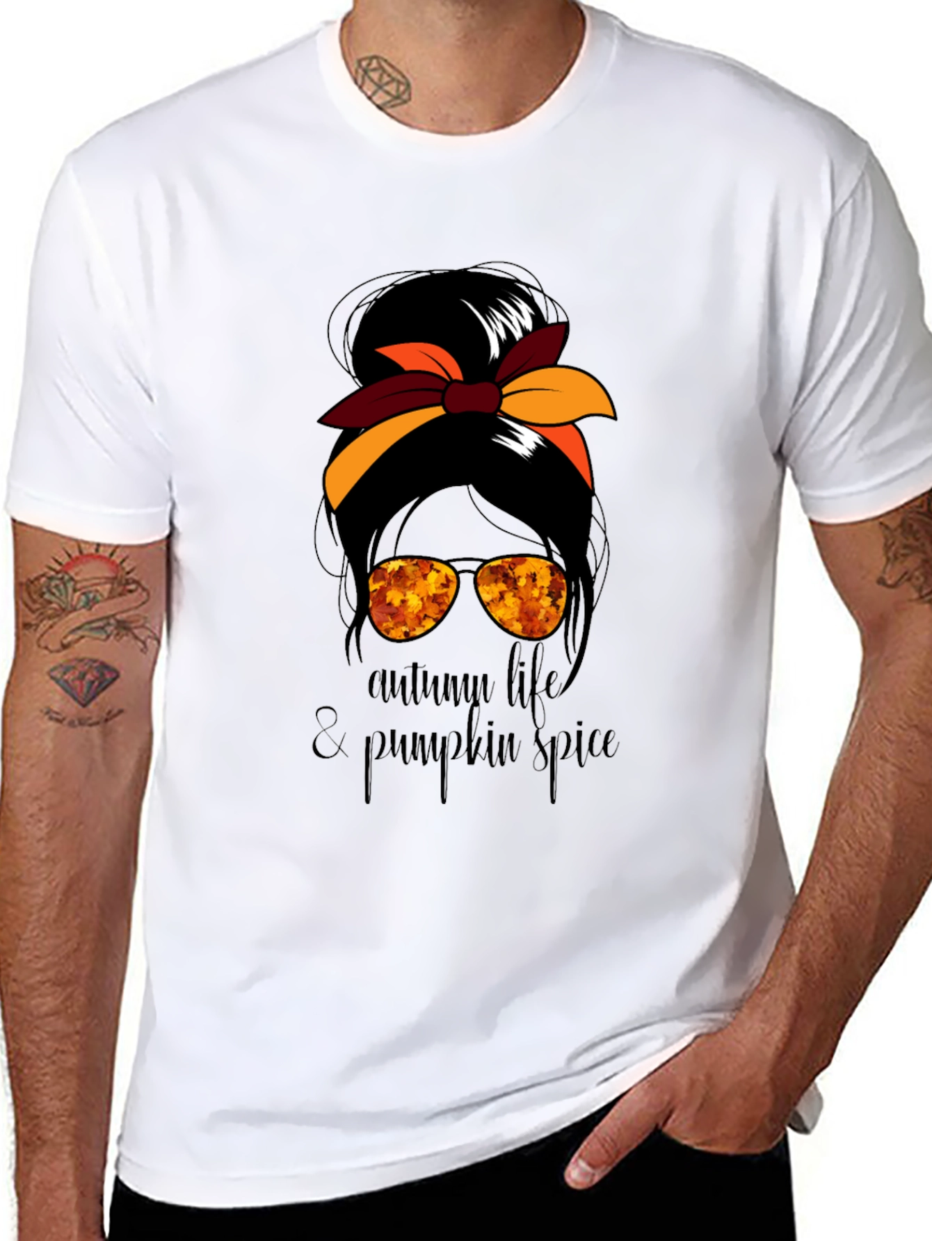 Autumn Life & Pumpkin Spice Messy Bun T-Shirt