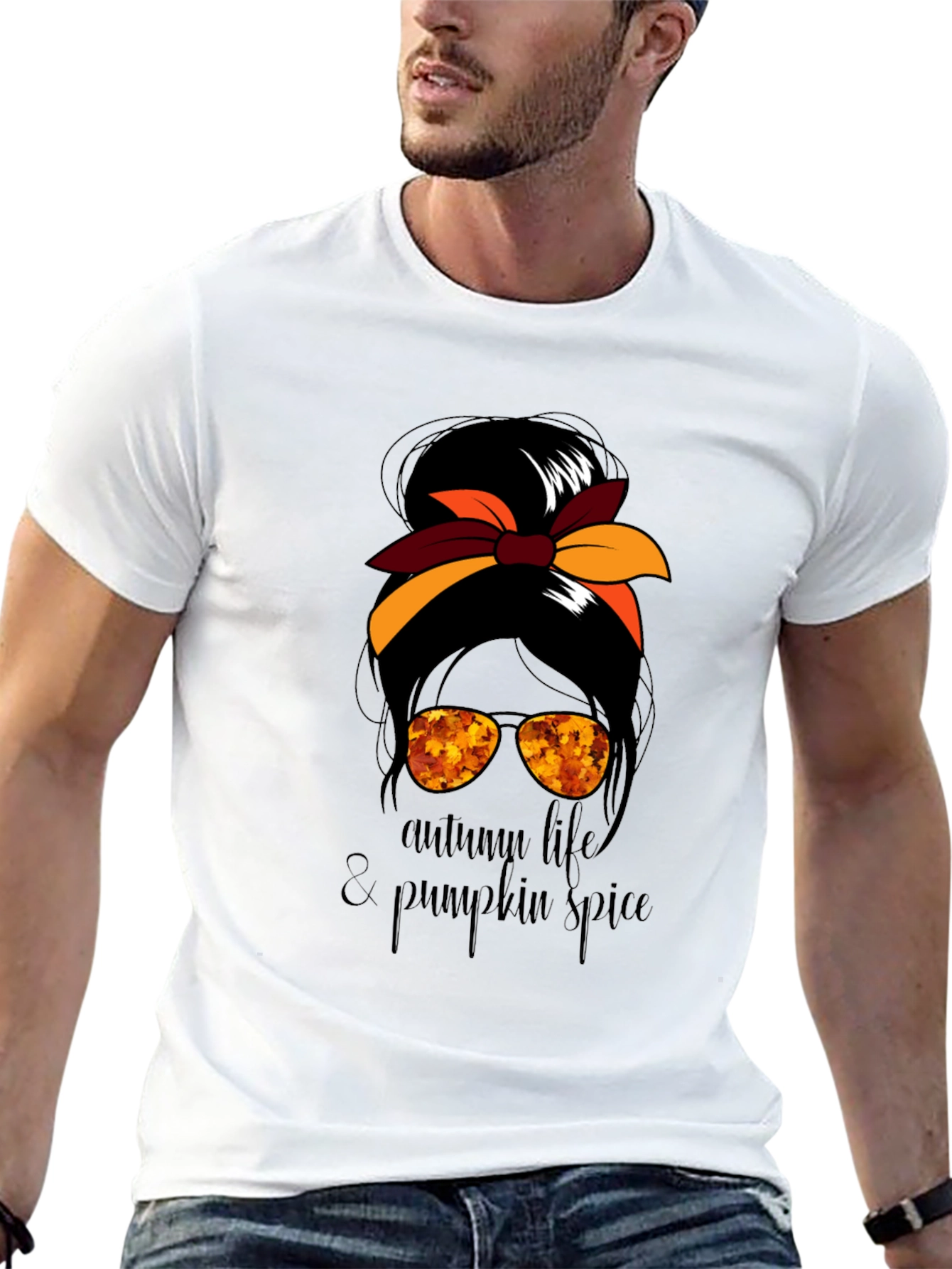 Autumn Life & Pumpkin Spice Messy Bun T-Shirt