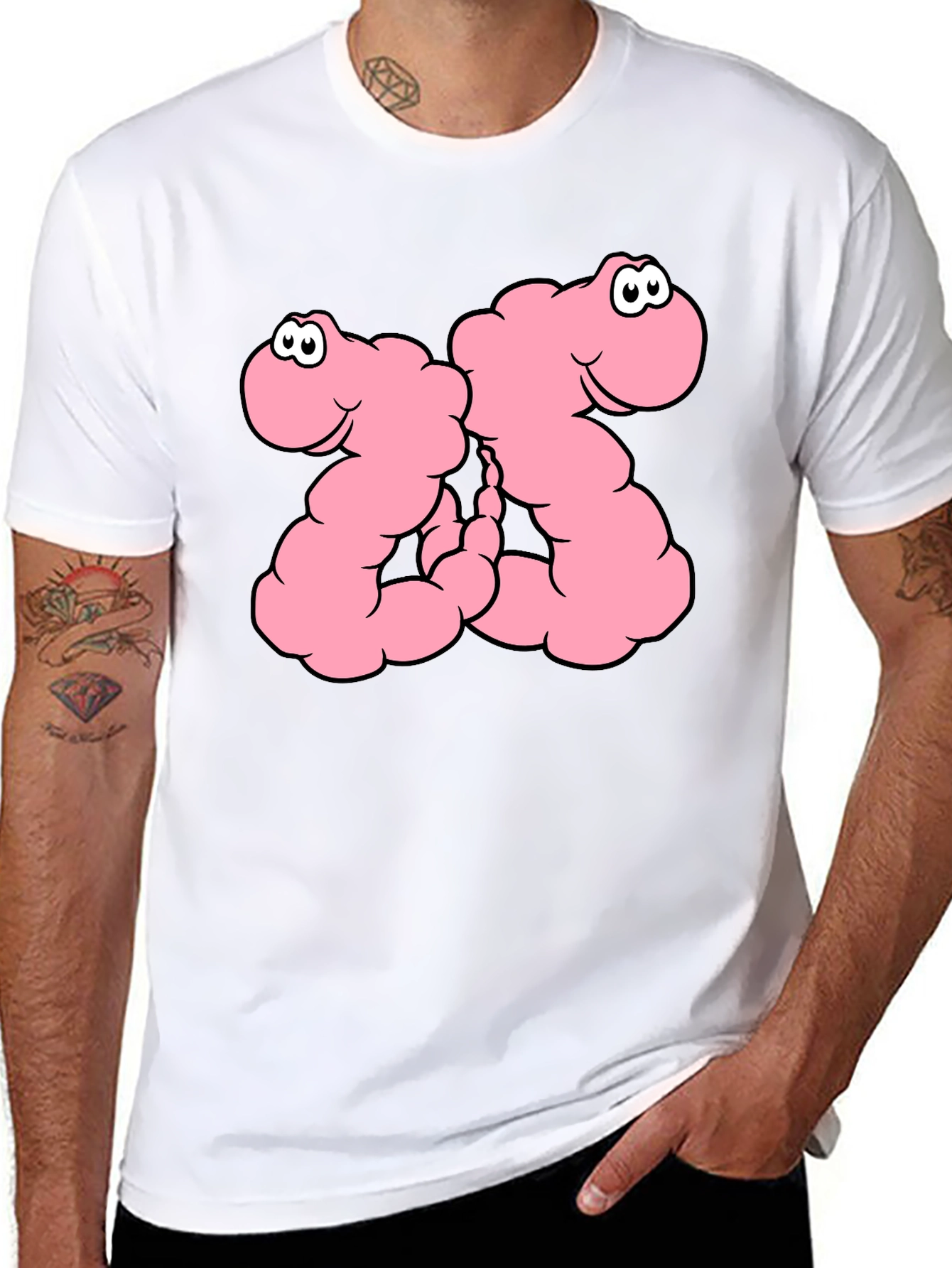 Funny Worms Black T-Shirt