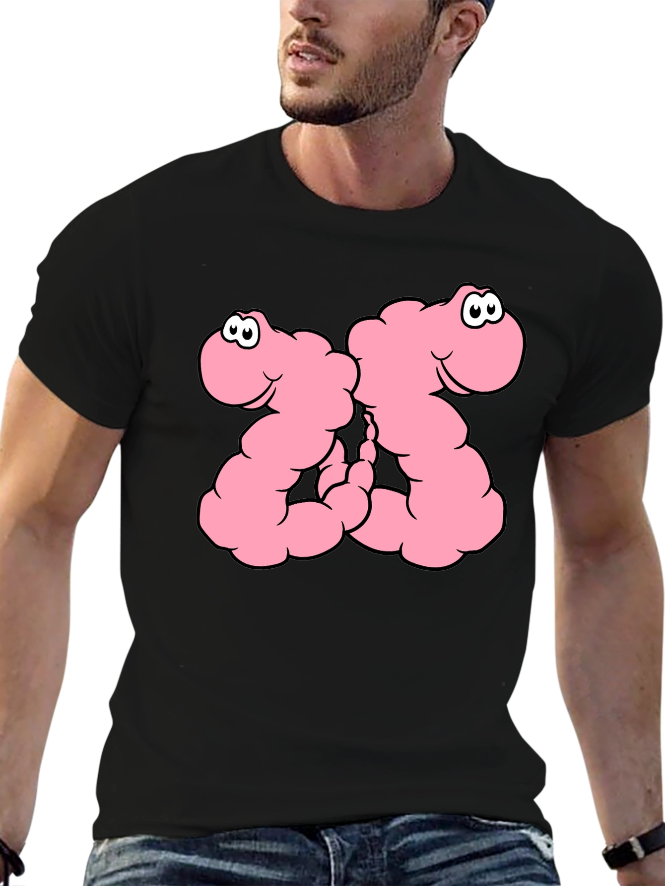 Funny Worms Black T-Shirt