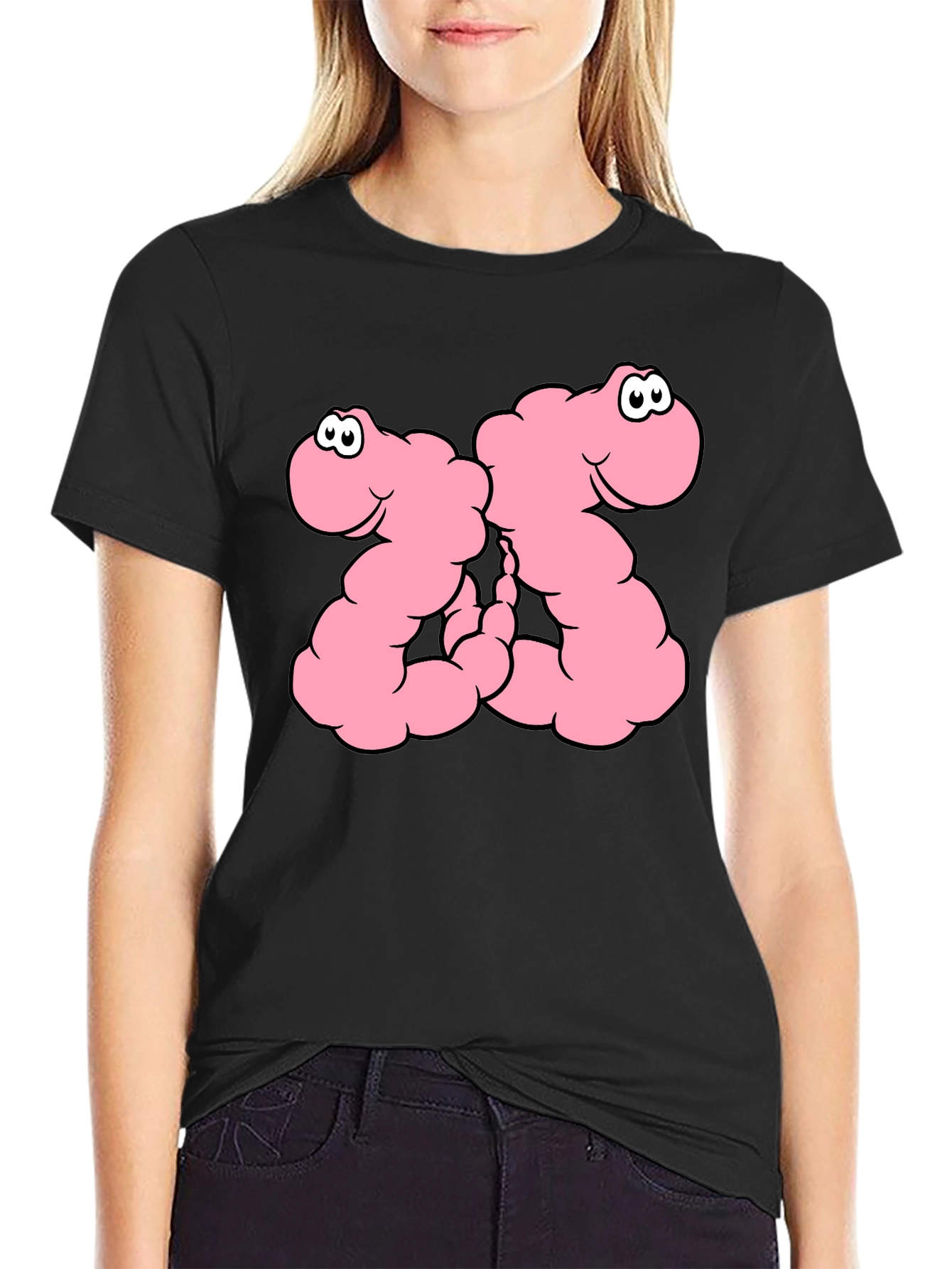 Funny Worms Black T-Shirt