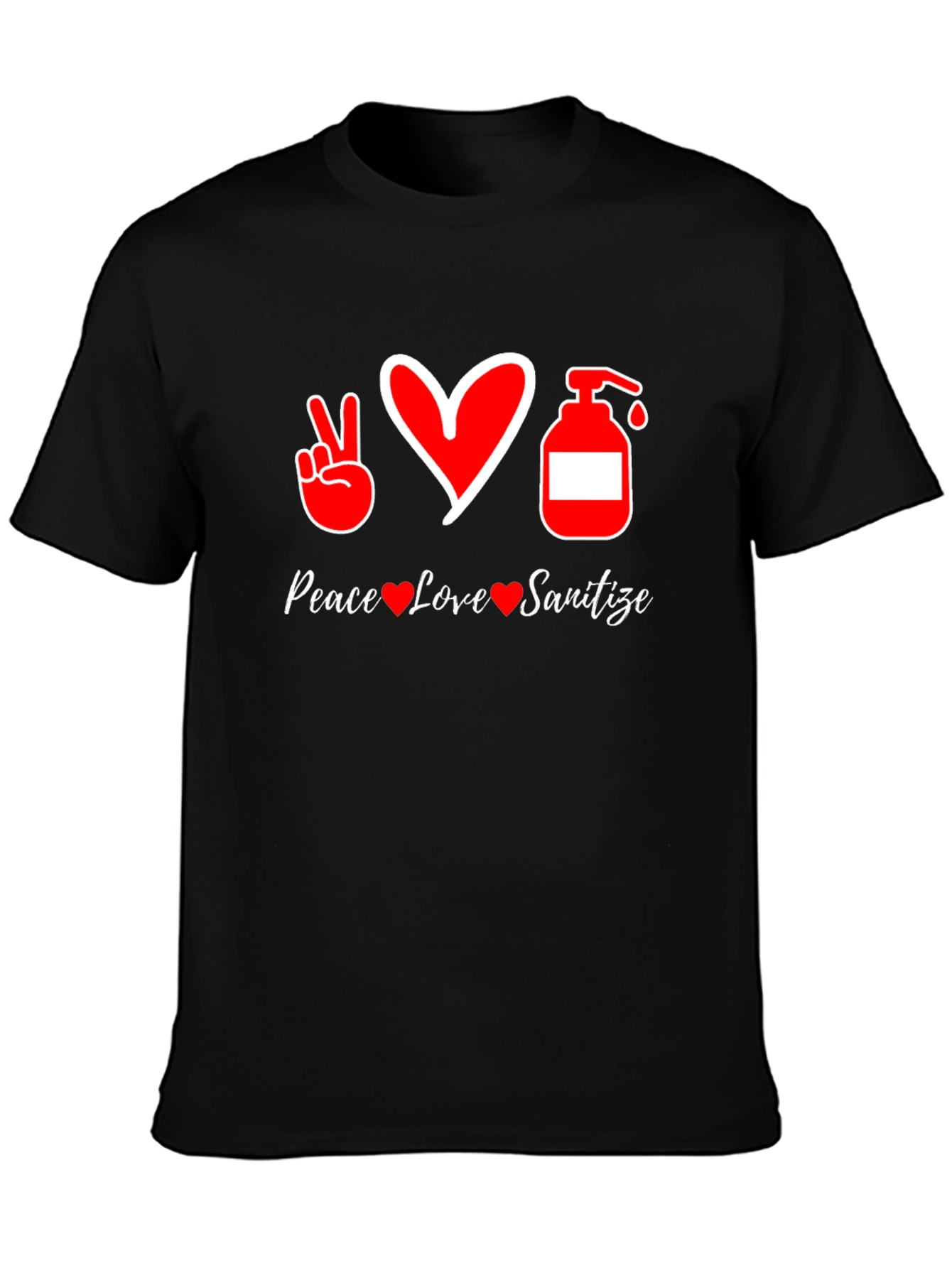 Peace Love Sanitize Black T-Shirt