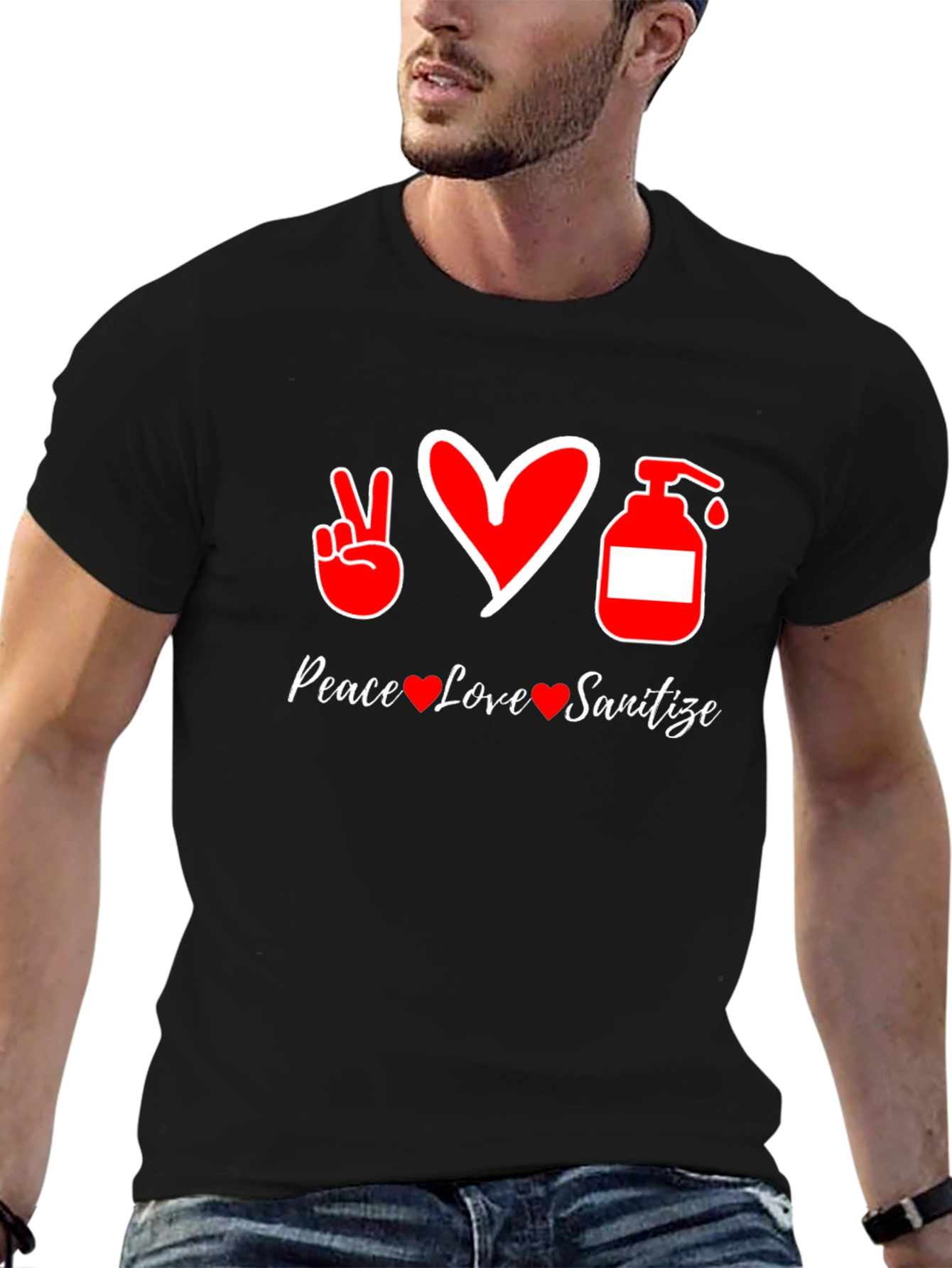 Peace Love Sanitize Black T-Shirt