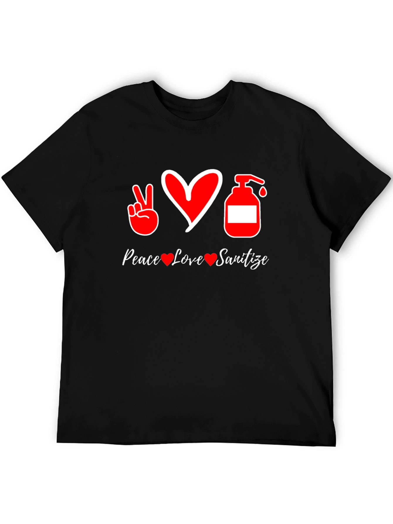 Peace Love Sanitize Black T-Shirt