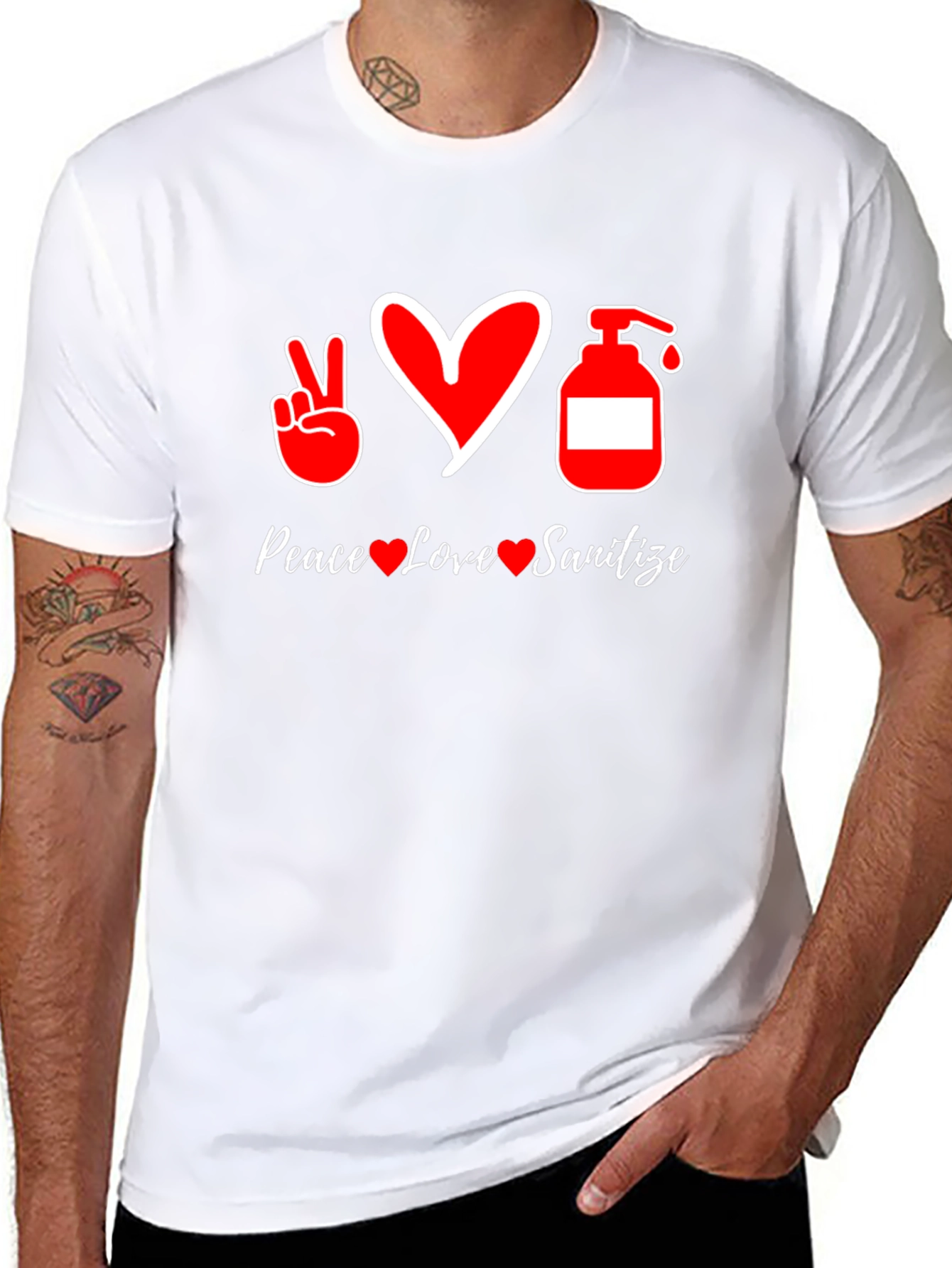 Peace Love Sanitize Black T-Shirt