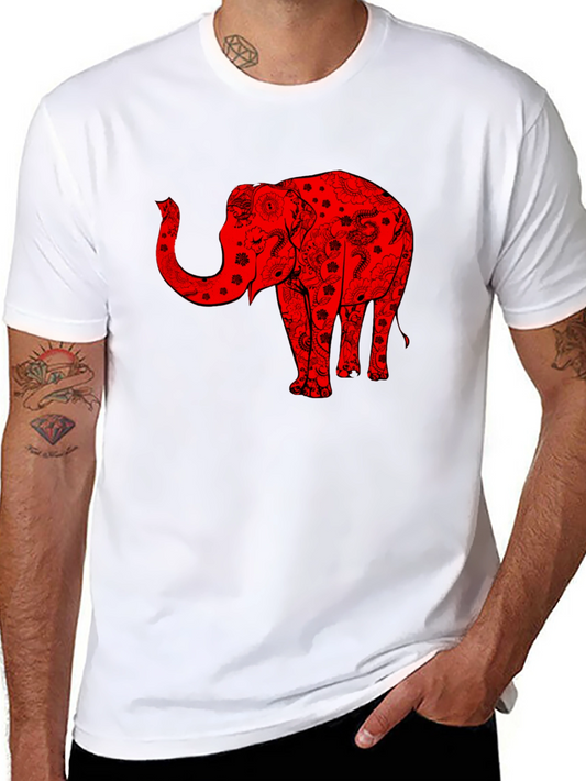 Black T-Shirt with Red Elephant Design