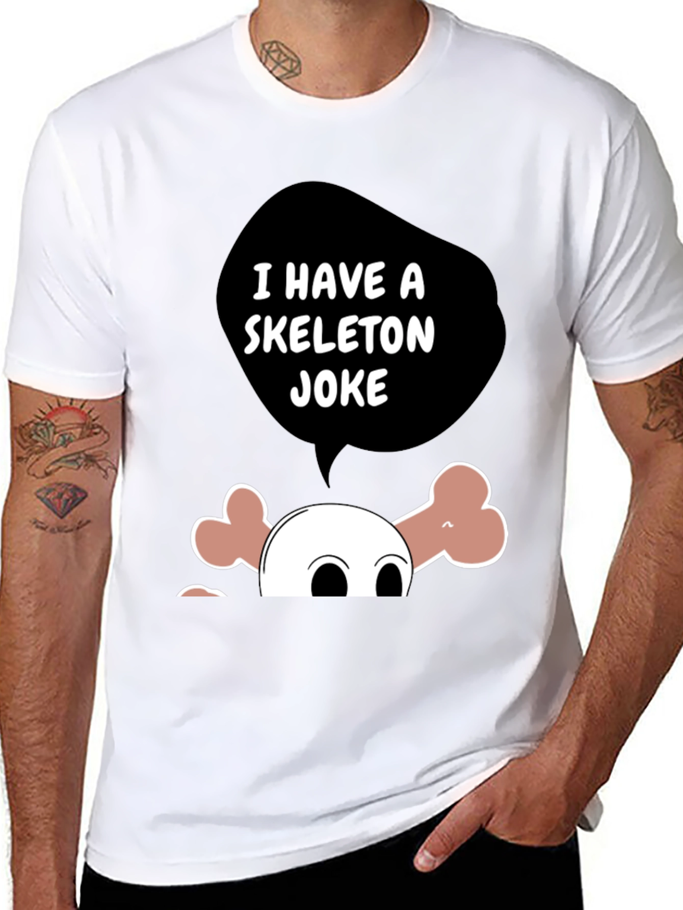 Skeleton Joke Graphic Tee - Spooky Humor T-Shirt