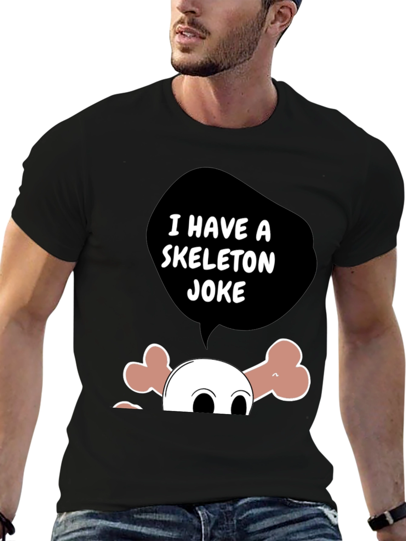 Skeleton Joke Graphic Tee - Spooky Humor T-Shirt