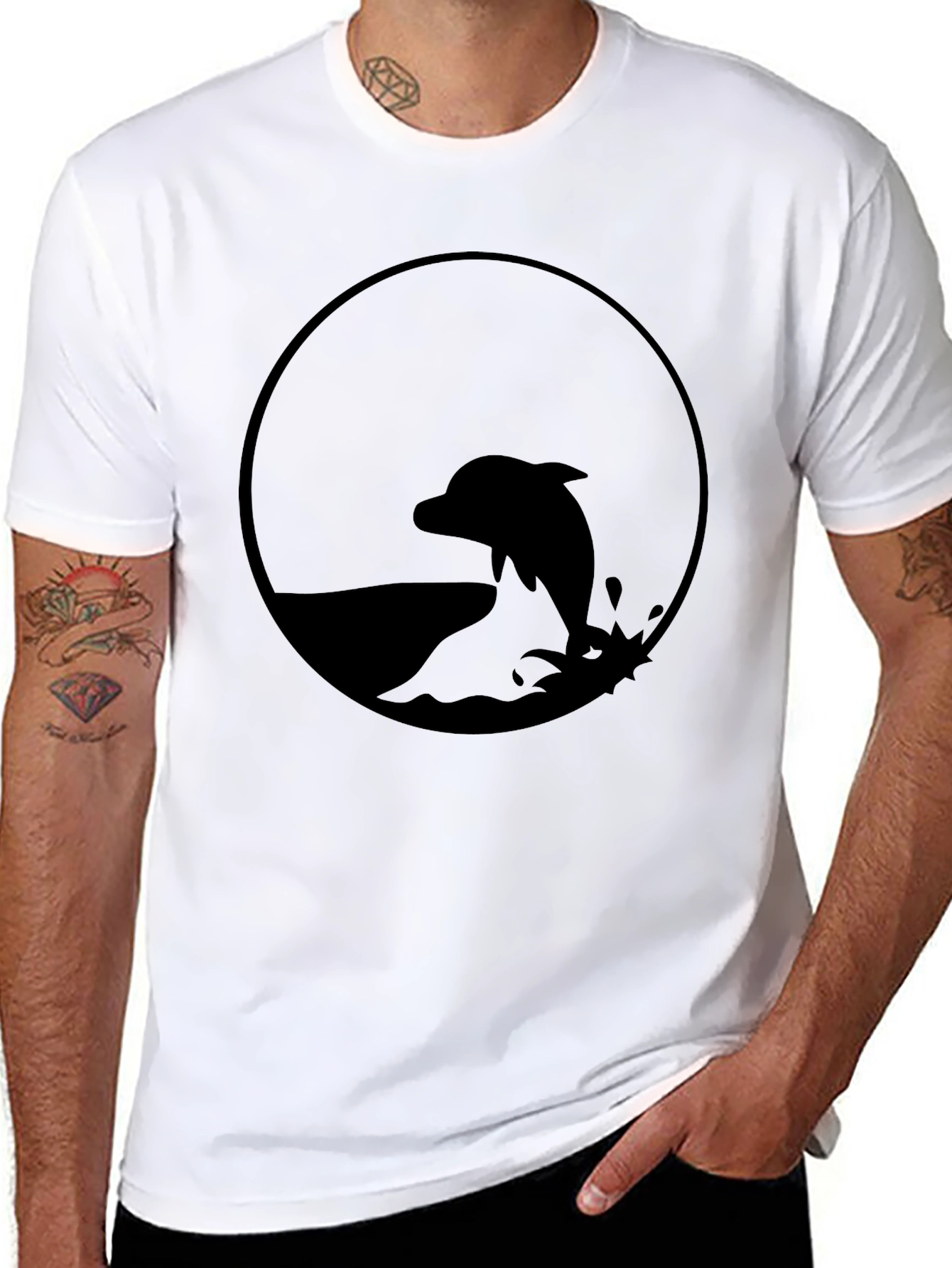 Dolphin Circle Graphic Tee - Black