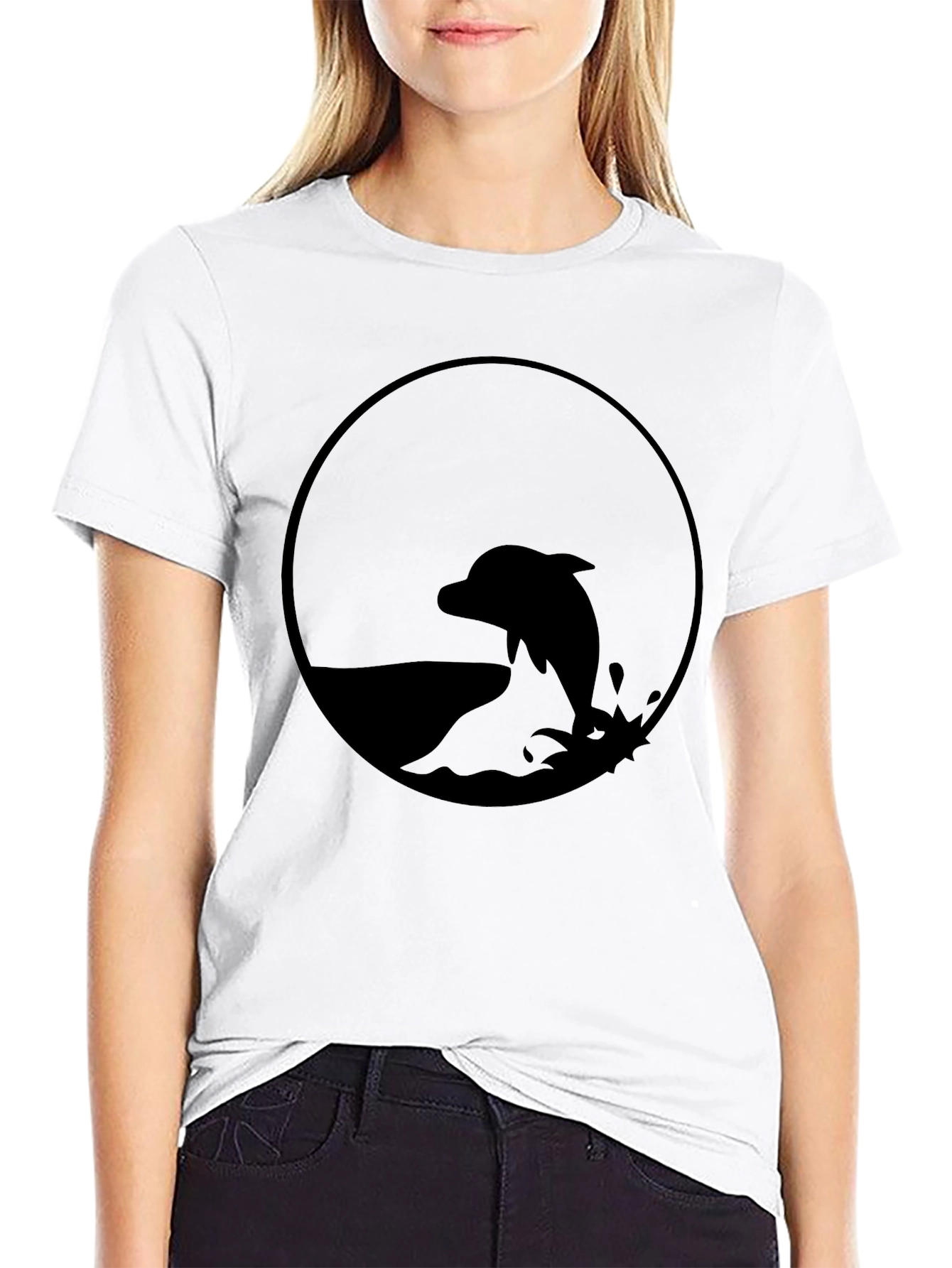 Dolphin Circle Graphic Tee - Black