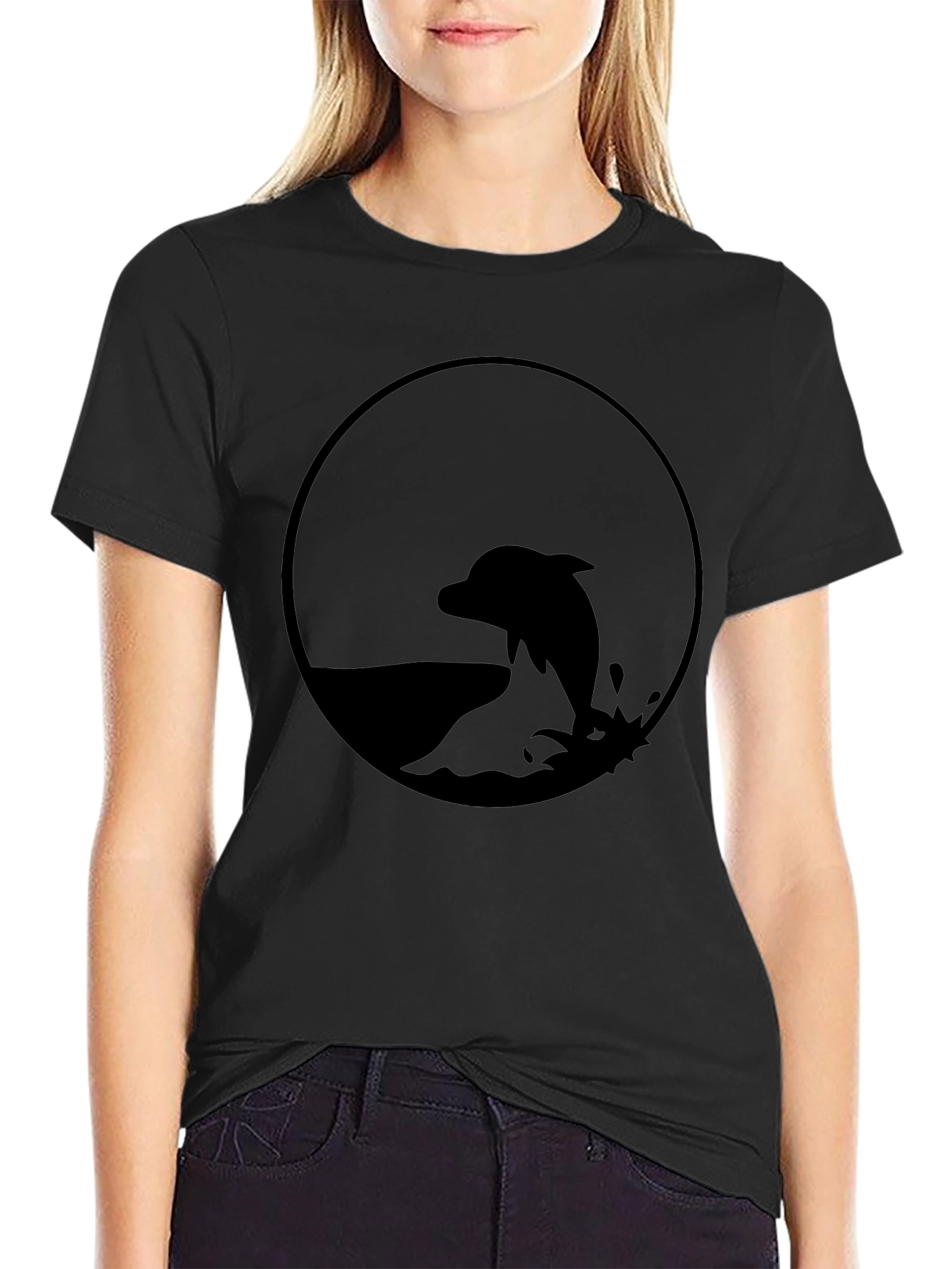 Dolphin Circle Graphic Tee - Black