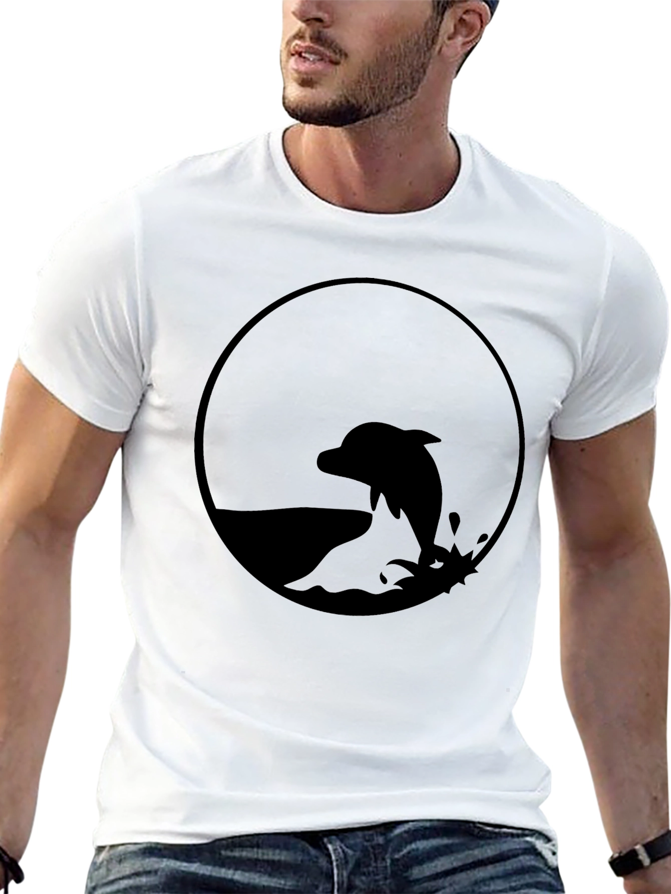 Dolphin Circle Graphic Tee - Black