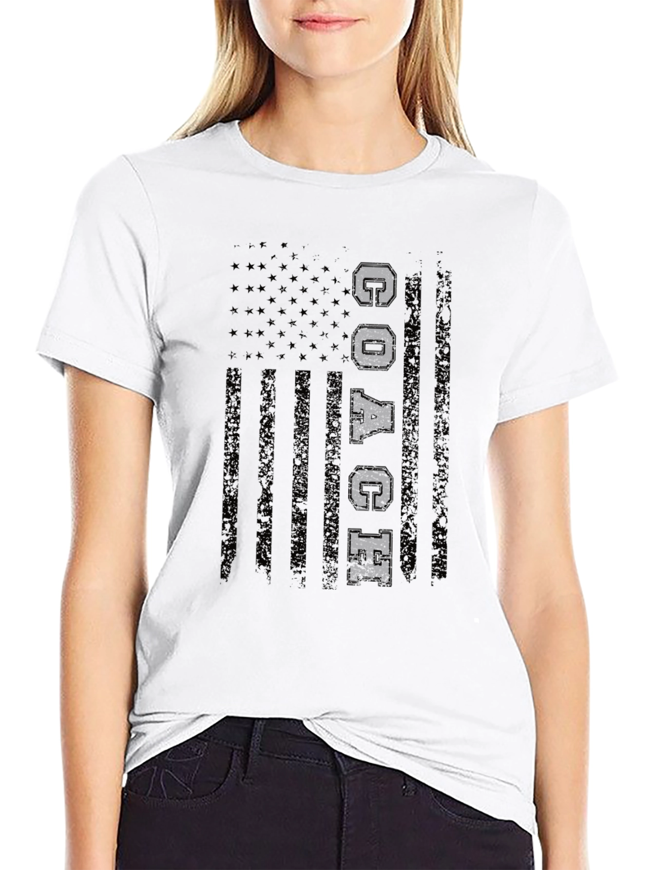 Distressed American Flag COACH T-Shirt