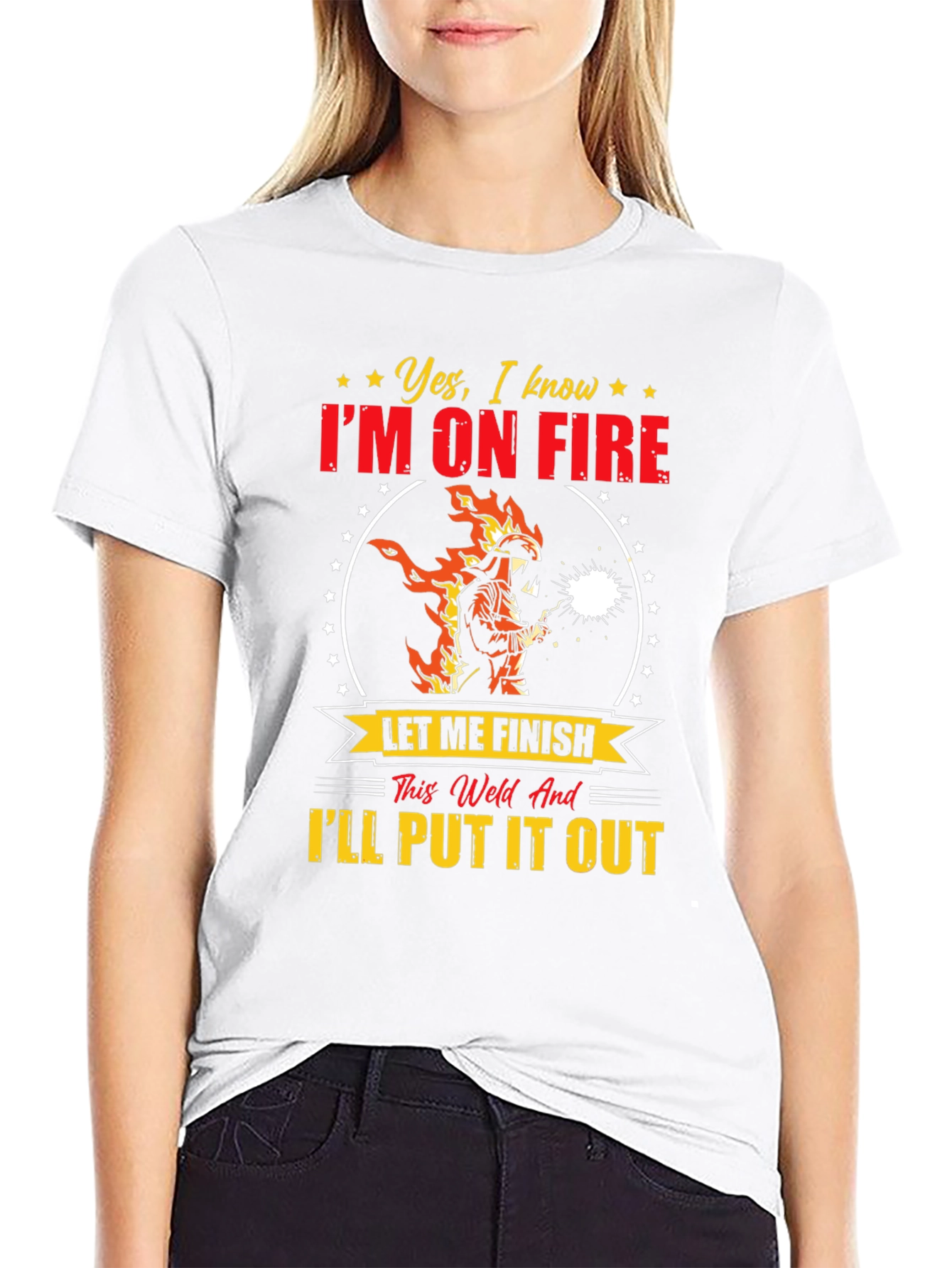 Welder On Fire Funny Graphic T-Shirt