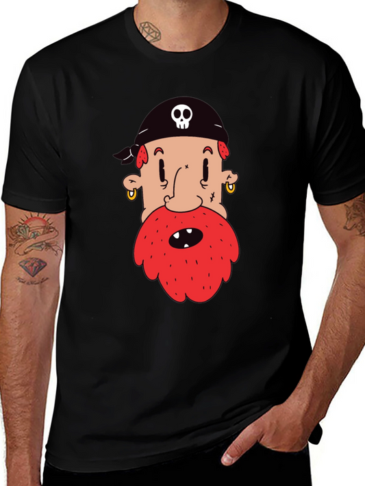 Pirate Cartoon Graphic Black T-Shirt