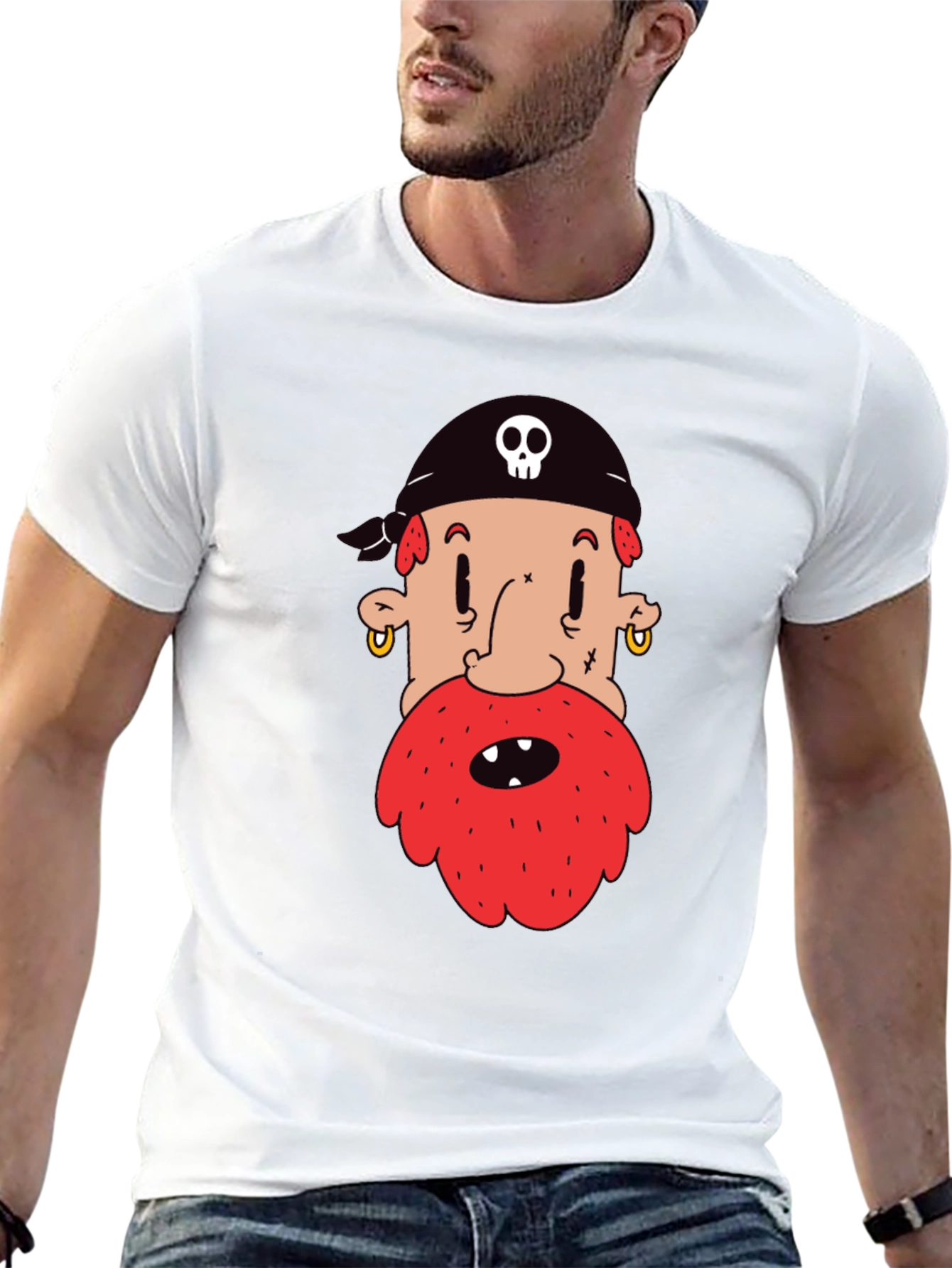 Pirate Cartoon Graphic Black T-Shirt