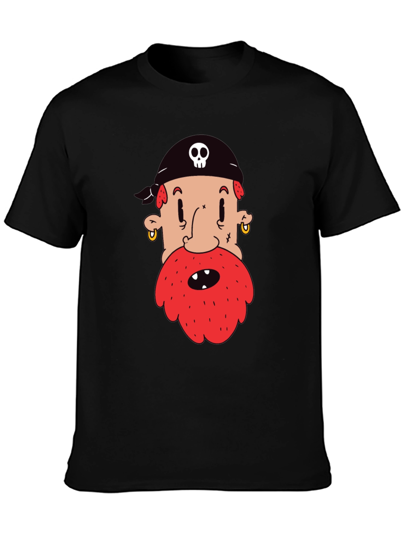 Pirate Cartoon Graphic Black T-Shirt
