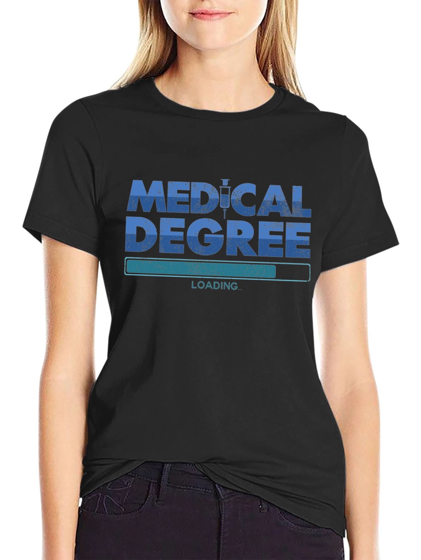 Medical Degree Loading Black Graphic Tee