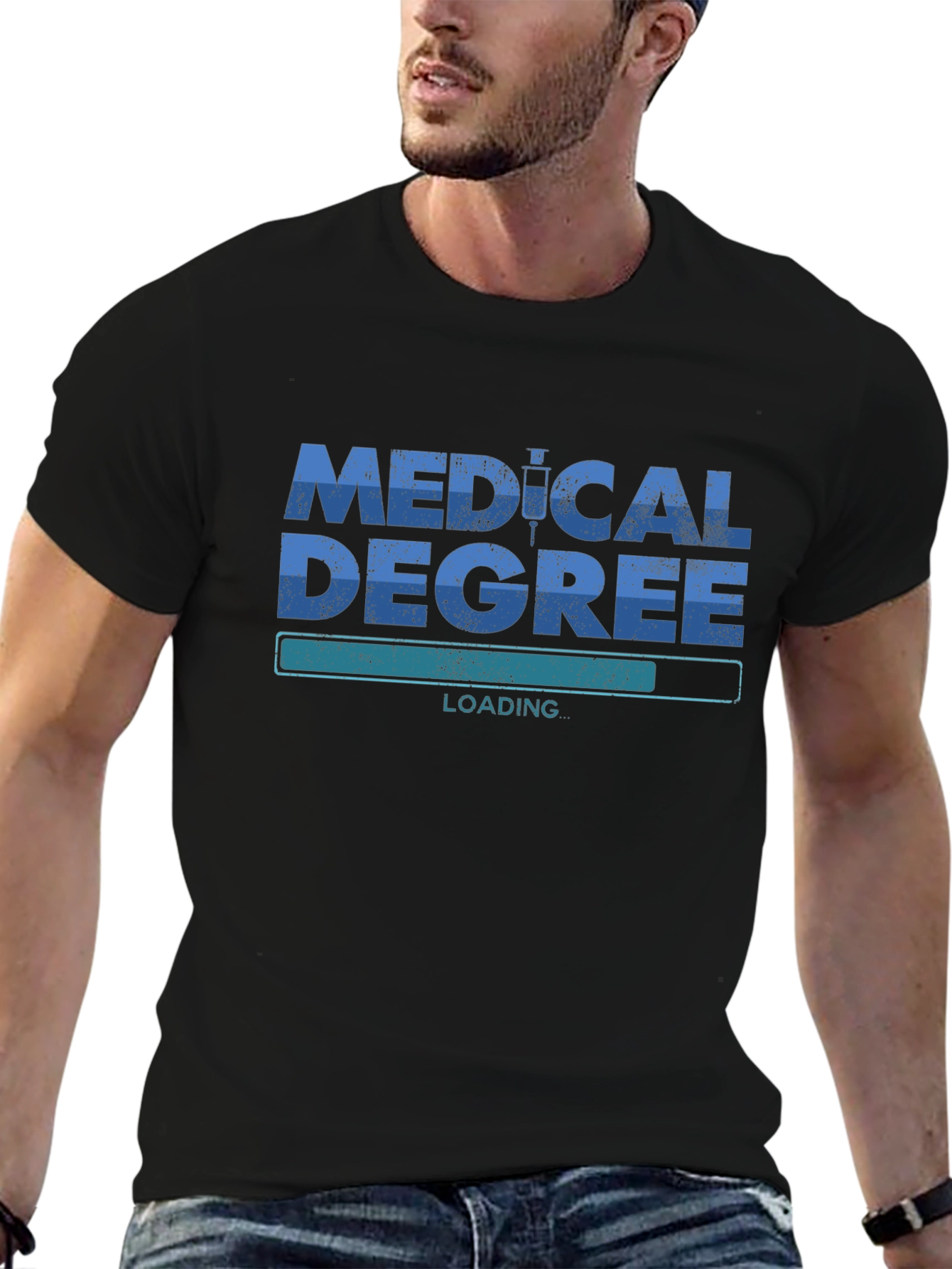 Medical Degree Loading Black Graphic Tee