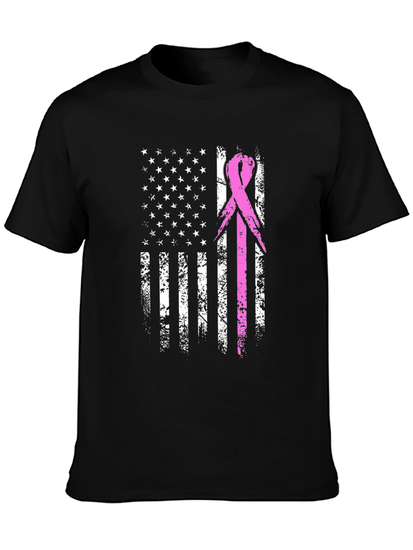 Breast Cancer Awareness USA Flag T-Shirt