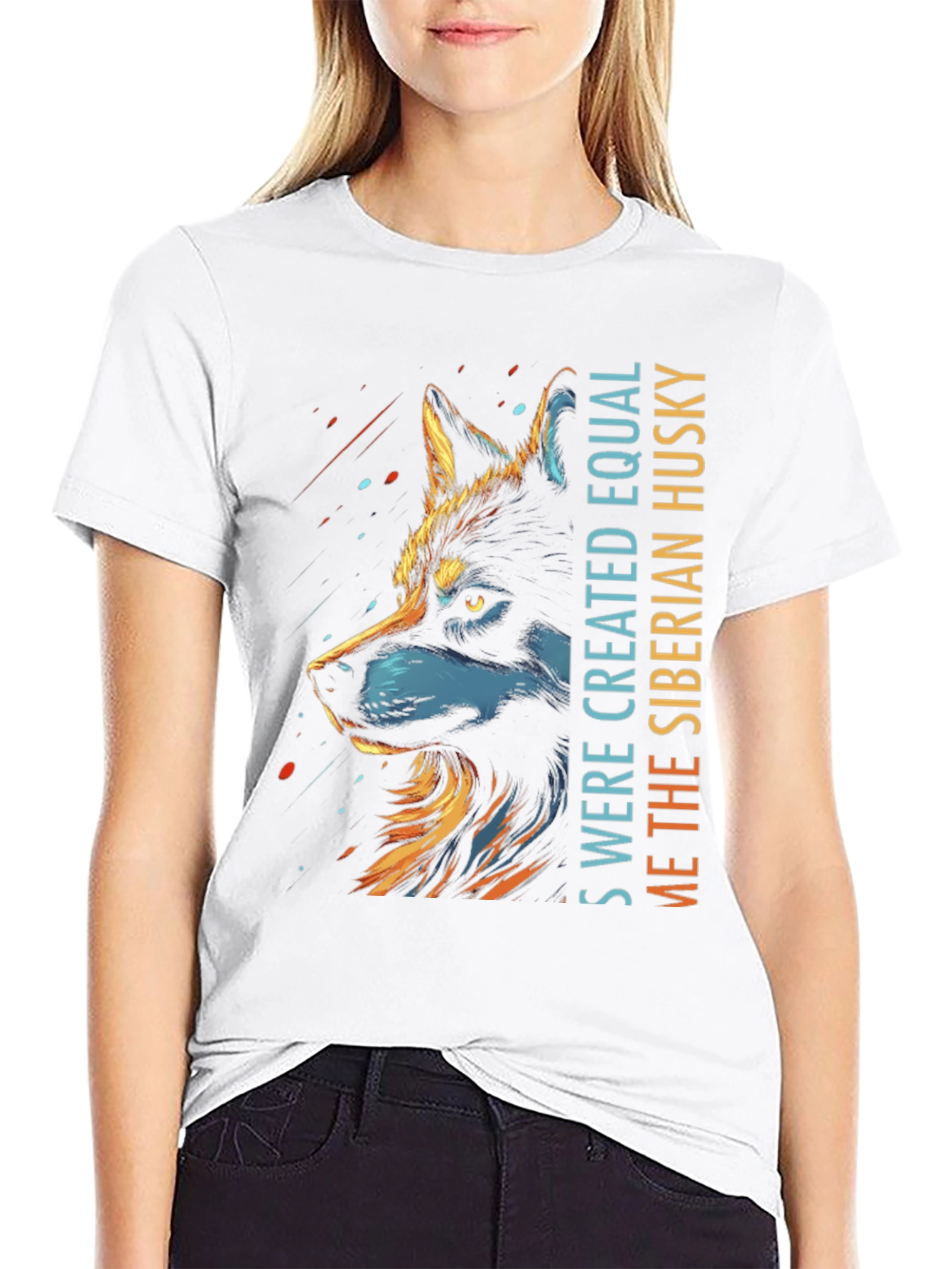 Siberian Husky Graphic Print Tee