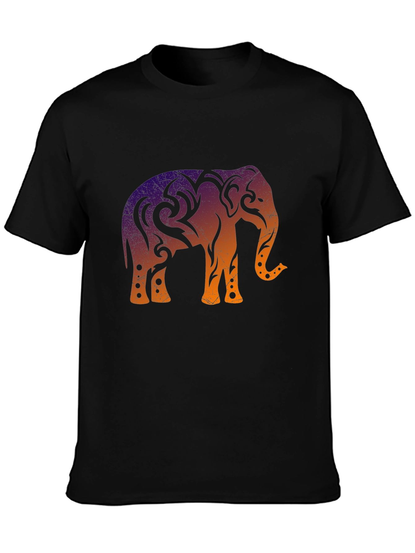 Tribal Elephant Graphic Tee - Cool Ombre Design